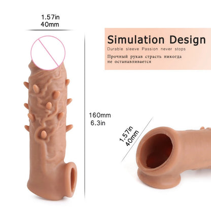Realistic Condom Reusable Penis Sleeve Enlargement Condoms