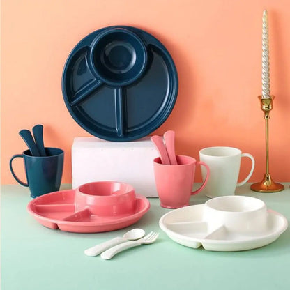 Round Dinner Divided Plates 4 Grids