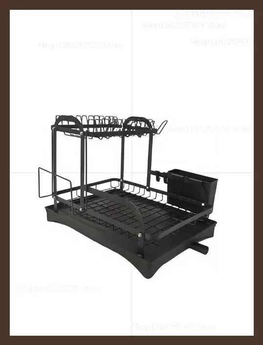 2-Tier Dish Drying Rack with Drainage Basket – Expandable Kitchen Sink Organizer