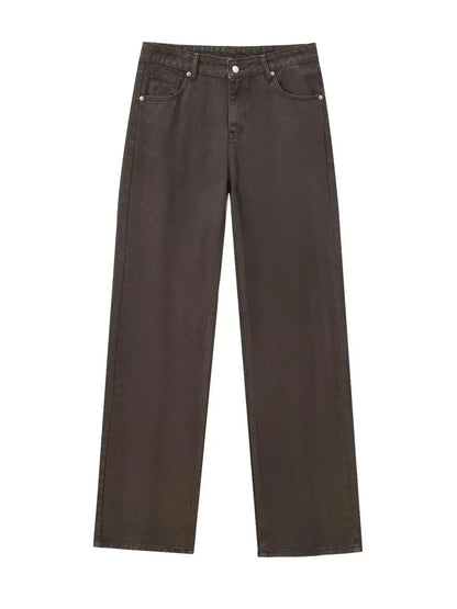 Tangada Women's Straight Denim Jeans - Mid Waist