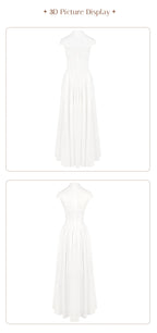 Elegant White Sheer Illusion Dress with Tulle Skirt–Temperament Sleeveless