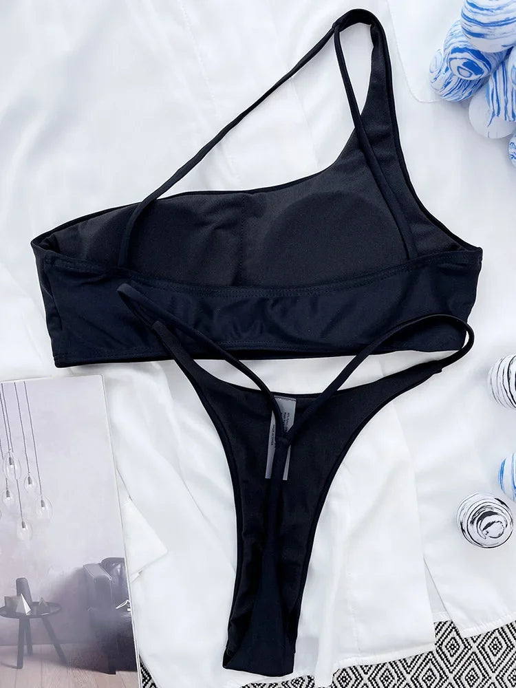 Sexy Asymmetric High Cut Micro Thong Bikini Female