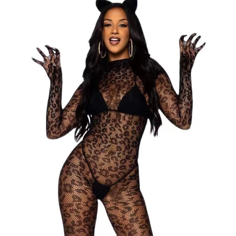 Fishing Net Teddy Bodysuit Porn Sexy Lingerie Maid Full Body