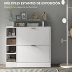 HOMCOM shoe rack with drawers folding adjustable shelves 89x25x92 cm White The Max Mall