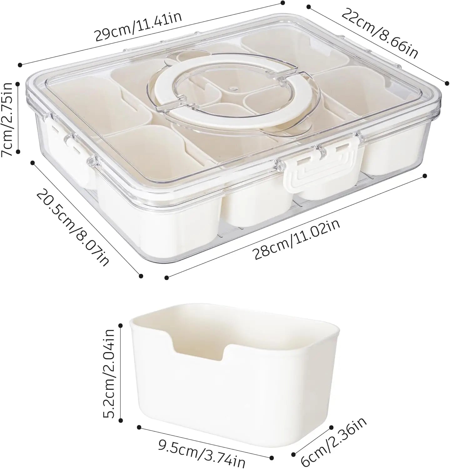 Premium Divided Serving Tray with Secure Lid and Ergonomic Handle