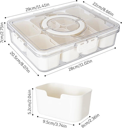 Premium Divided Serving Tray with Secure Lid and Ergonomic Handle