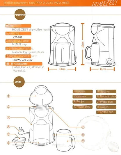 household mini American drip coffee maker tea maker