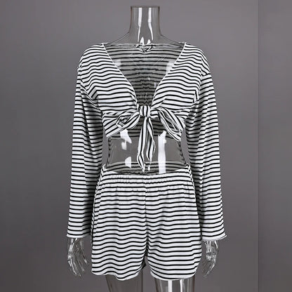 Linad Striped V-Neck Set