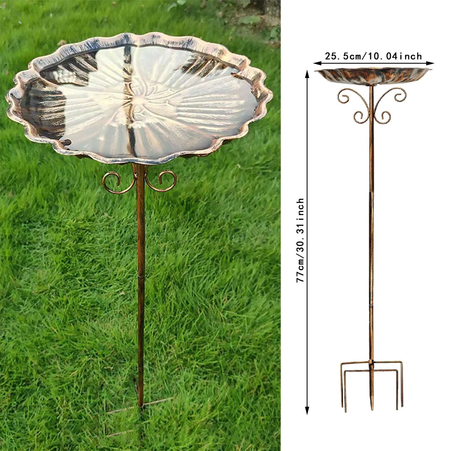 Metal Bird Bath - Vintage 5-Prong Base Iron Pedestal