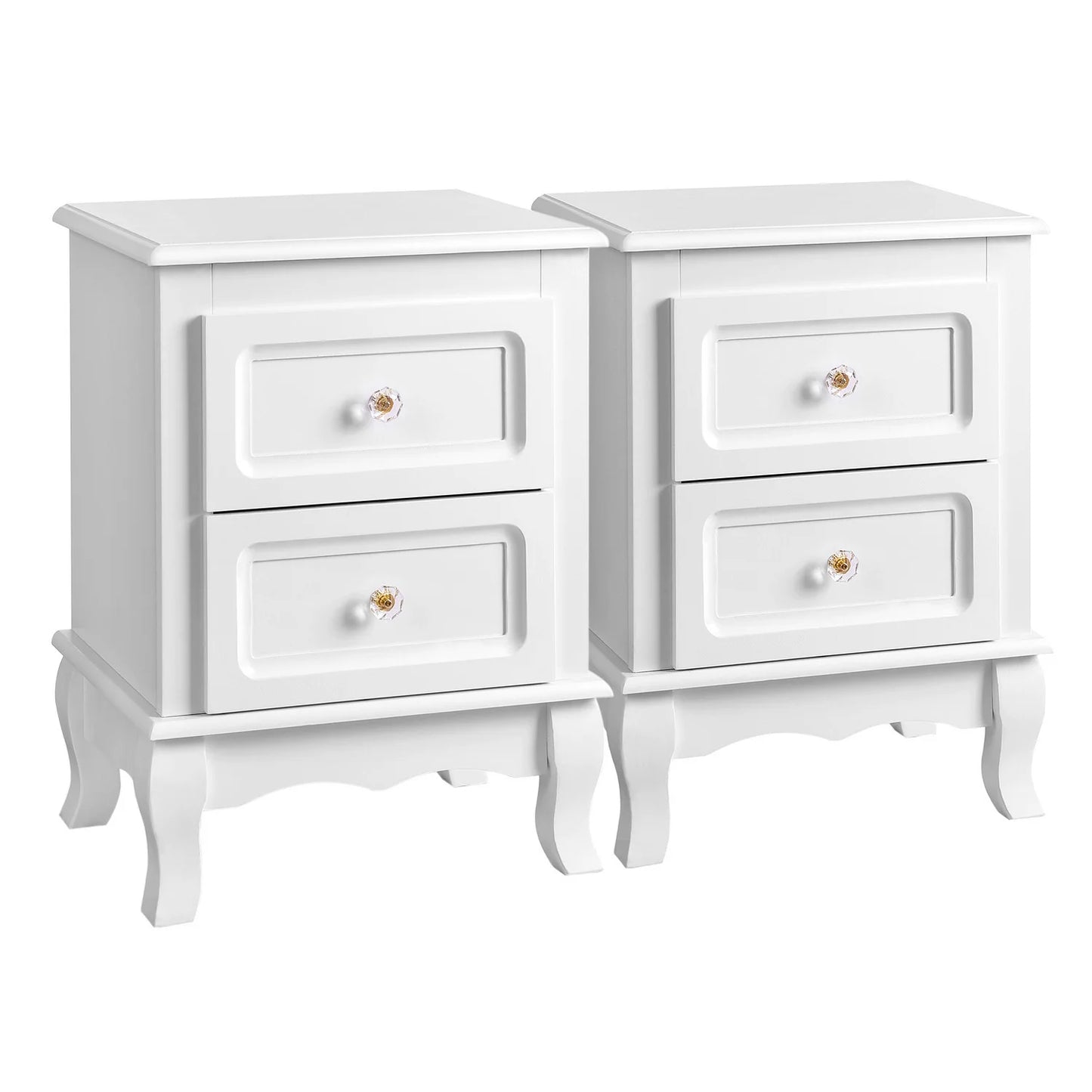 VASAGLE bedside table, each with 2 drawers, pine legs, 2 pieces