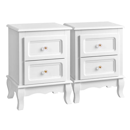 VASAGLE bedside table, each with 2 drawers, pine legs, 2 pieces