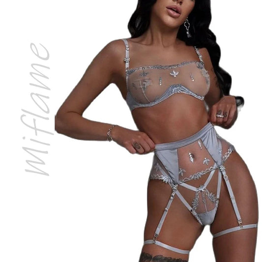 Miflame-Lingerie Women's see-through bra set