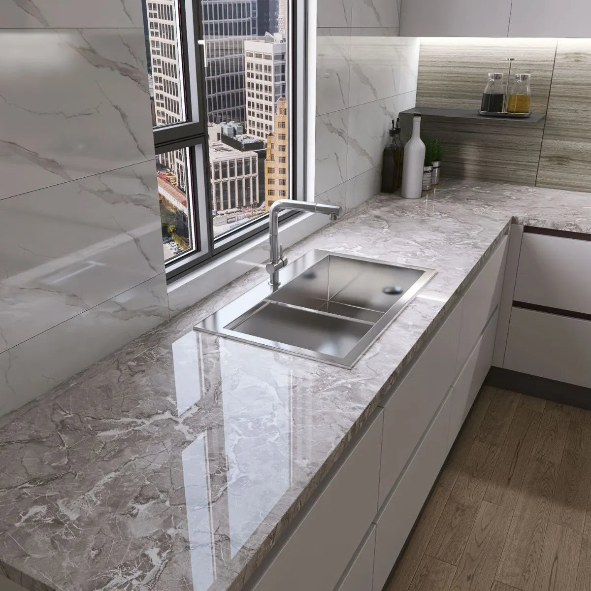Kitchen living room waterproof and oil-proof sticker self-adhesive 40cm renovation marble thickened wallpaper wallpaper home
