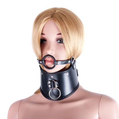 PU Leather Locking Posture Collar Bondage Straighten Up Master  sex toy