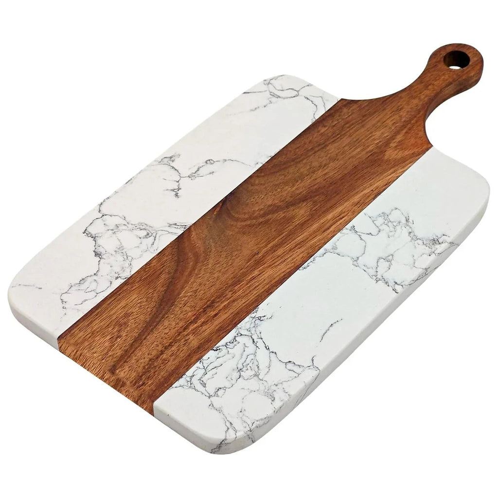 Elegant Wooden and Marble Cutting Board, Stylish and Durable Cutting Board, Perfect for Slicing and Serving Cheese or Meats The Max Mall