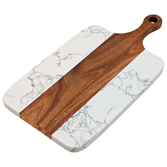 Elegant Wooden and Marble Cutting Board, Stylish and Durable Cutting Board, Perfect for Slicing and Serving Cheese or Meats
