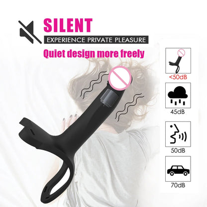 Double Penetration Penis Sleeve Dildo Vibrator for Couples Wireless Remote Control Vibrator