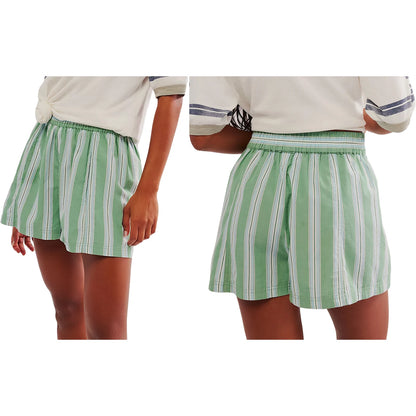 Women Striped Elastic Waist Shorts