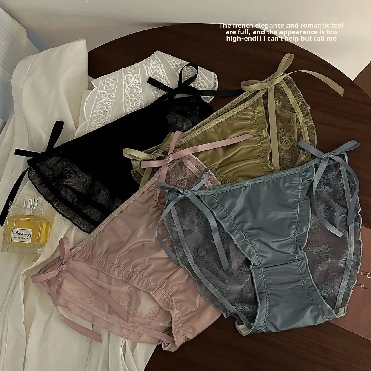 Trendy Japanese Style Women's Mid Waist Lace Underpants Pure Sexy