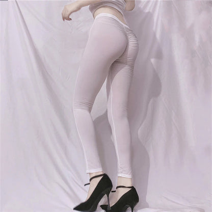 Women's High Waist Sheer Nylon Leggings