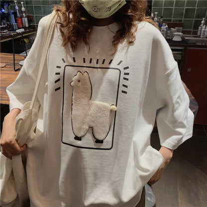 Baggy All-match T-shirts Women Casual Summer Korean Fashion