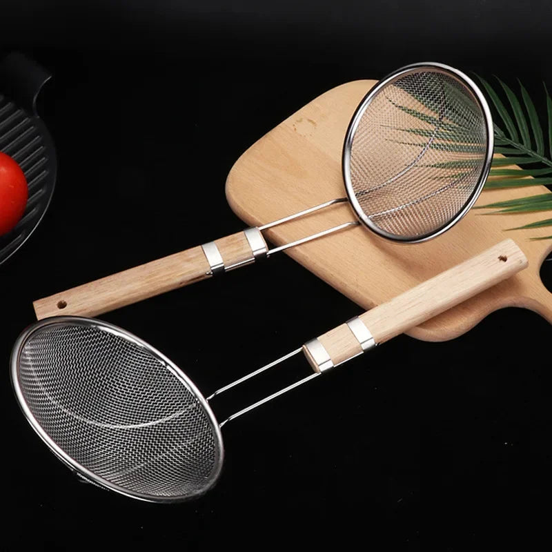 Multi Specification Stainless Steel Wooden Handle Mesh Colander