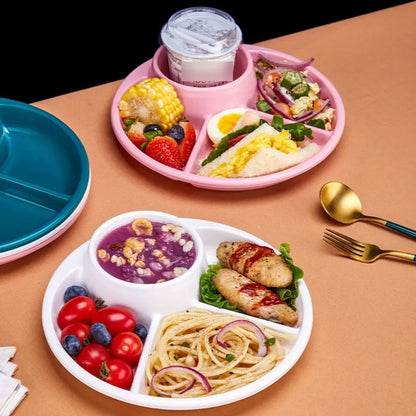Round Dinner Divided Plates 4 Grids