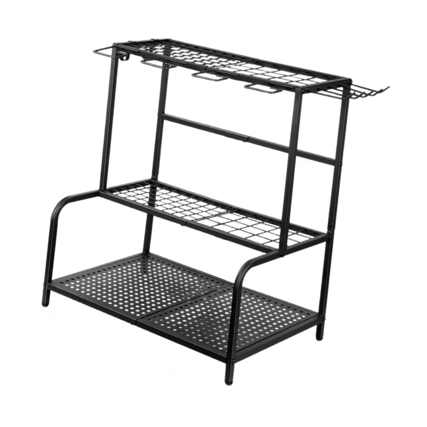 Carbon Steel Garden Tool Organizer - 3-Tier Storage Rack