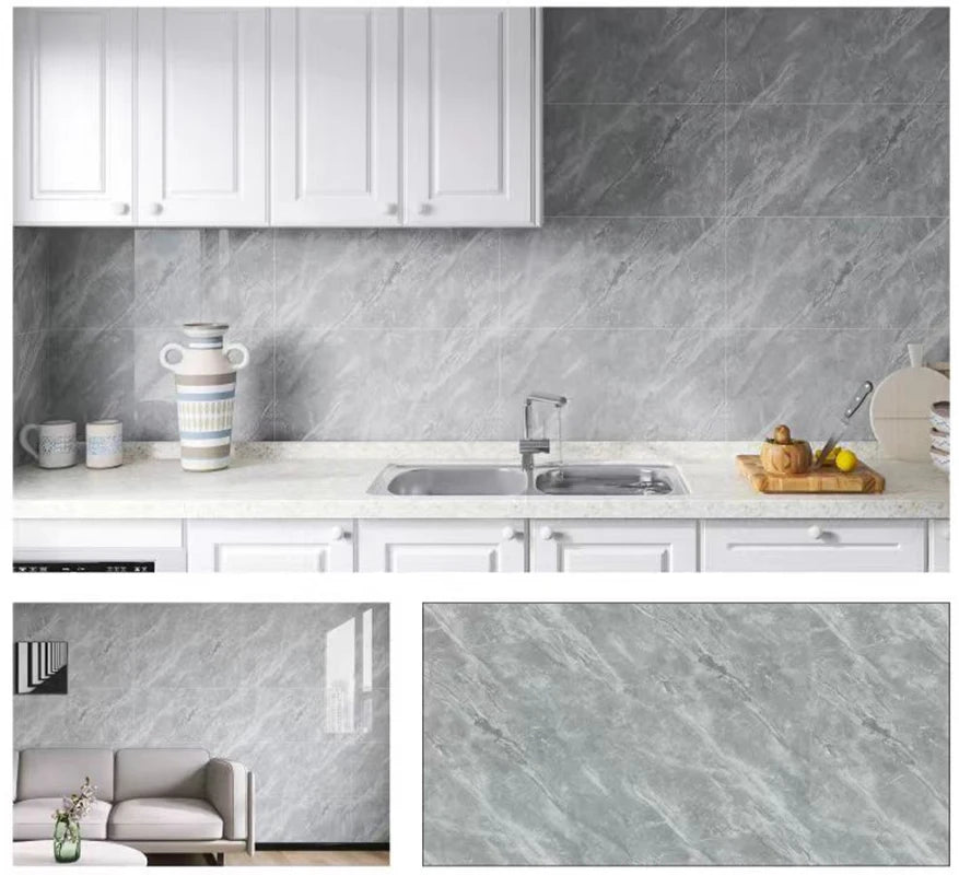 Kitchen living room waterproof and oil-proof sticker self-adhesive 40cm renovation marble thickened wallpaper wallpaper home