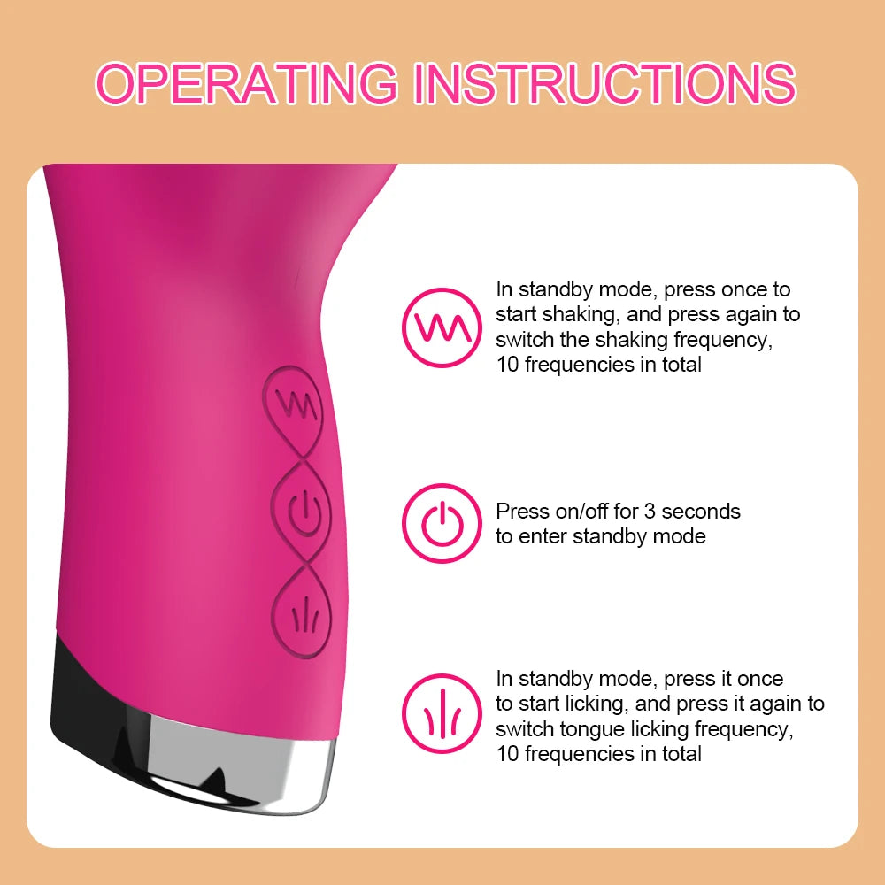 Tongue Licking Vibrator 2 In 1 Adult Women Sex Toys Dildos Vibrators