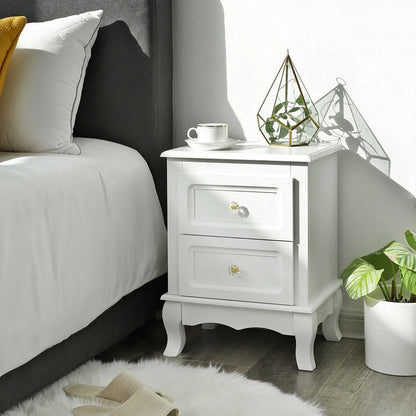 VASAGLE bedside table, each with 2 drawers, pine legs, 2 pieces