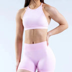 Women Summer Solid Color Cross Back Sports Bra Sexy Backless The Max Mall