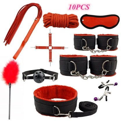 Sex Products BDSM Bondage Set Handcuffs Anal plug Tail