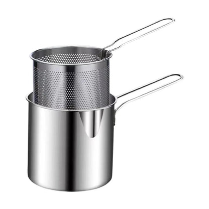 Small Frying Pan With Frying Basket Household Stainless Steel