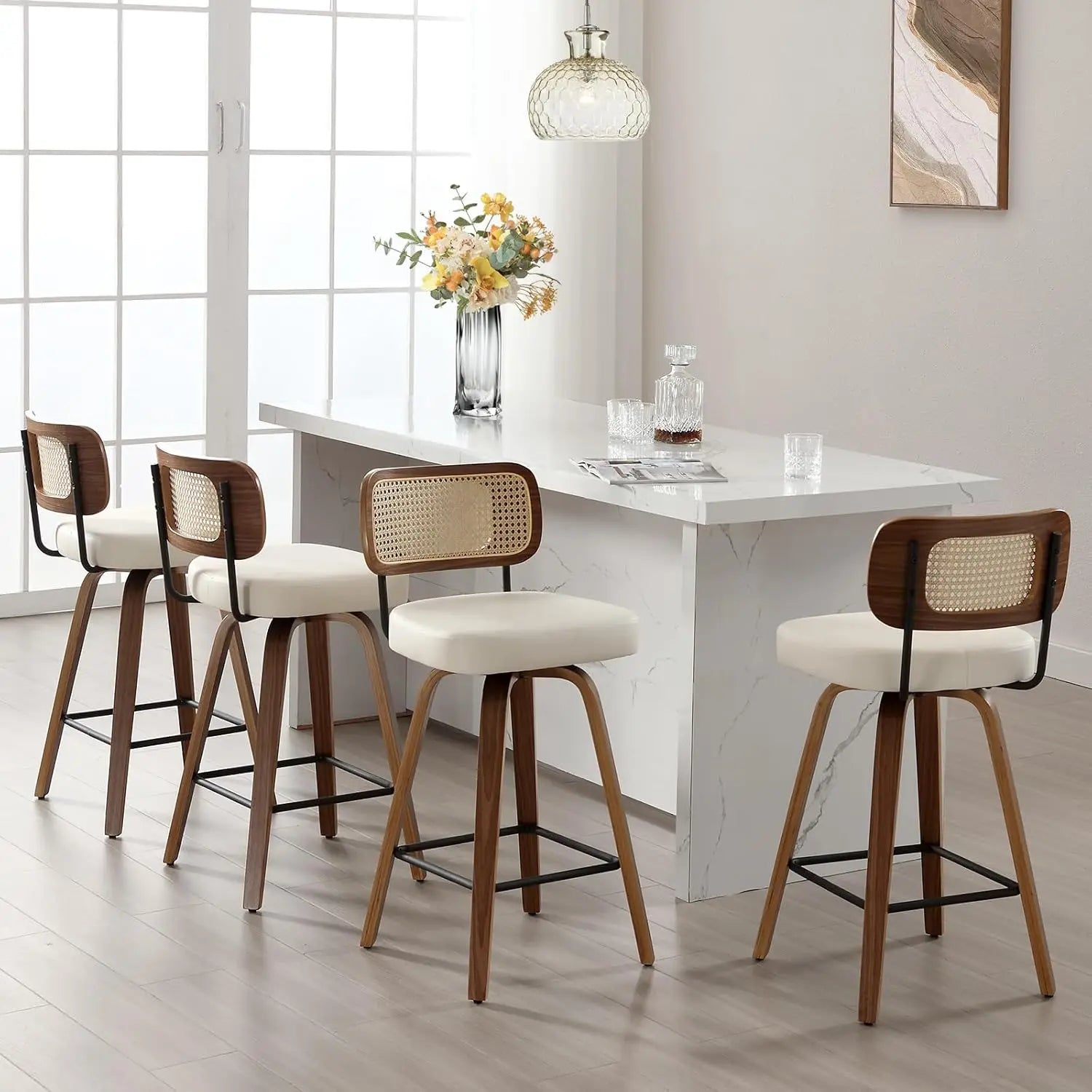 GUANGBAI Swivel Counter Height Bar Stools Set of 4 GUANGBAI