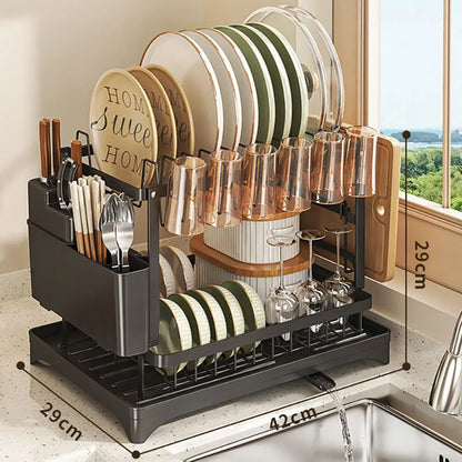 Kitchen Dish Rack with Utensil Storage