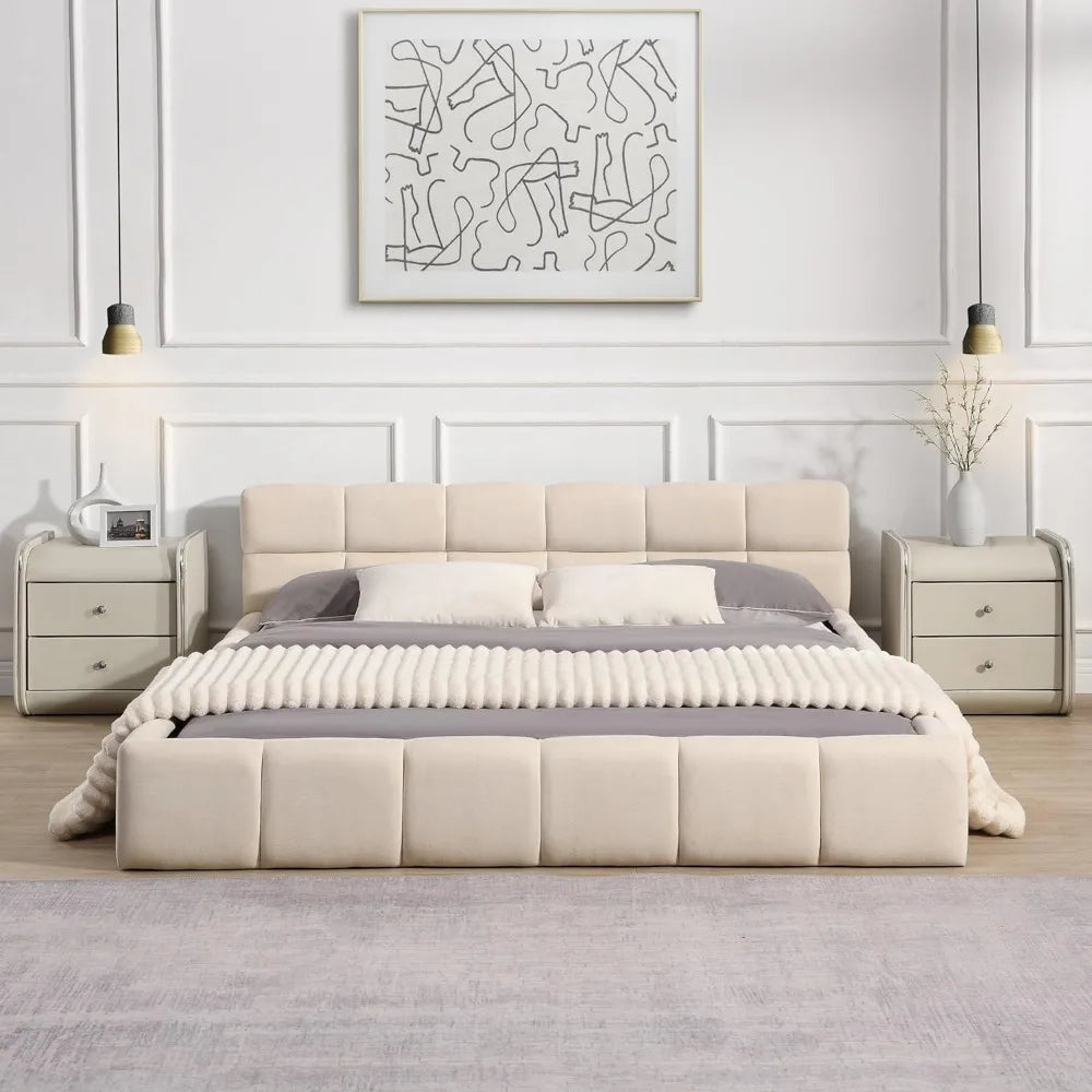 DAFIFY Checkerboard Headboard Bed Frame