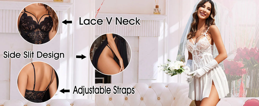 Elegant Lace Babydoll Nightgown