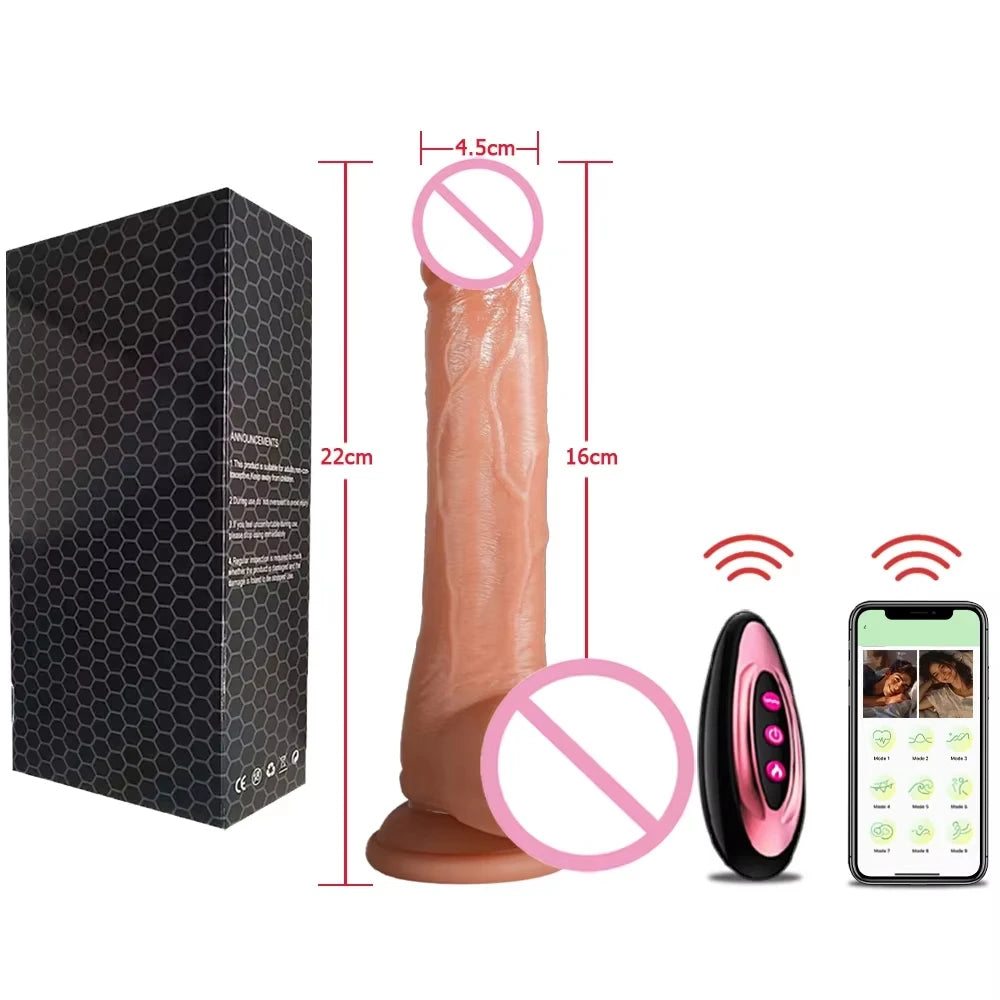 Realistic Dildo Vibrator Telescopic Female APP Remotely Controlled