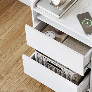 Modern Morocco Nightstand - 2 Drawer White
