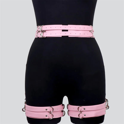 Pink Gothic PU Leather Harness Belt
