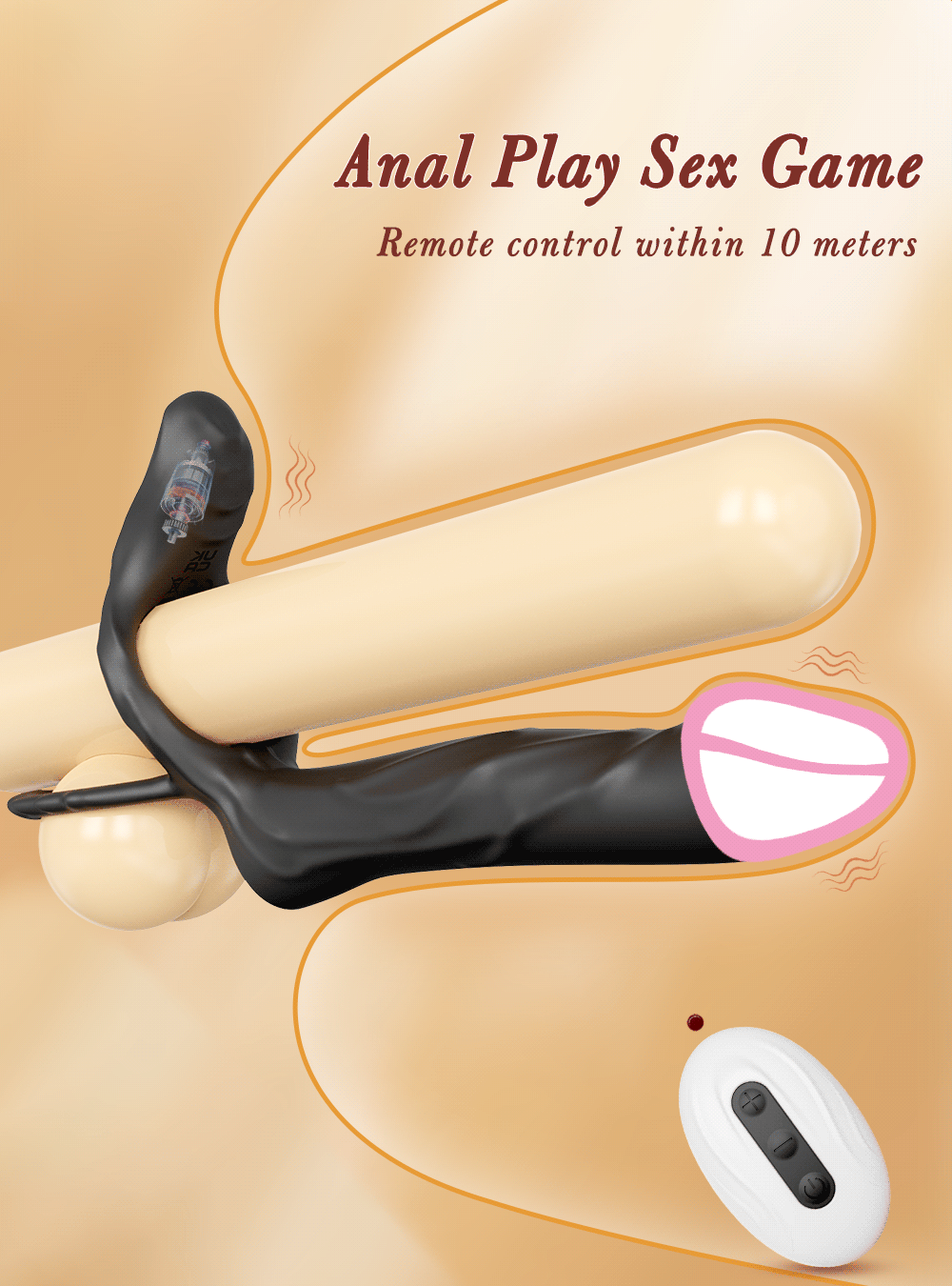 Double Penetration Dildo for Men Vibrating Cock Ring