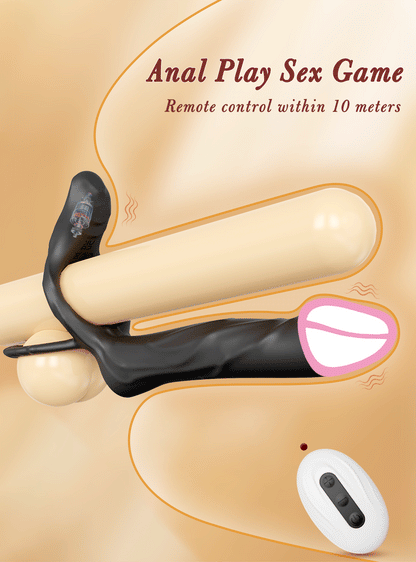 Double Penetration Dildo for Men Vibrating Cock Ring