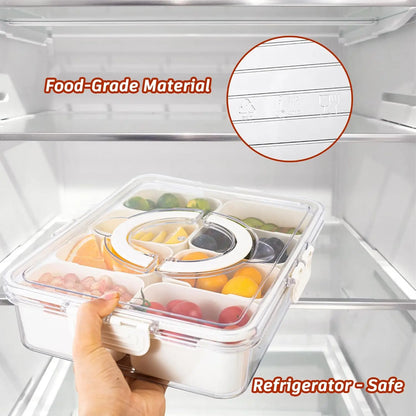 Premium Divided Serving Tray with Secure Lid and Ergonomic Handle