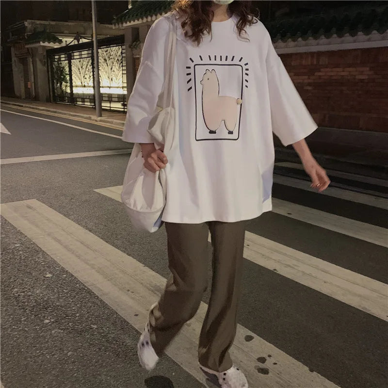 Baggy All-match T-shirts Women Casual Summer Korean Fashion