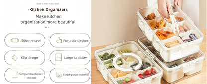 Premium Divided Serving Tray with Secure Lid and Ergonomic Handle