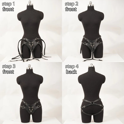 Women Sexy Leg Harness Garter Belt Leather Lingerie