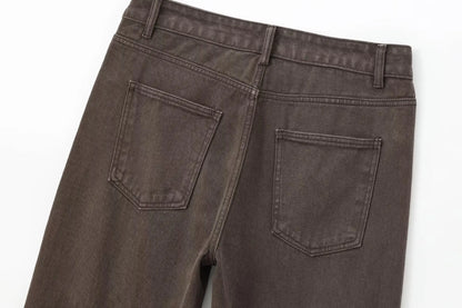 Tangada Women's Straight Denim Jeans - Mid Waist