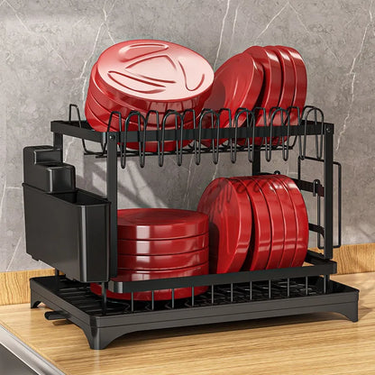Kitchen Dish Rack with Utensil Storage