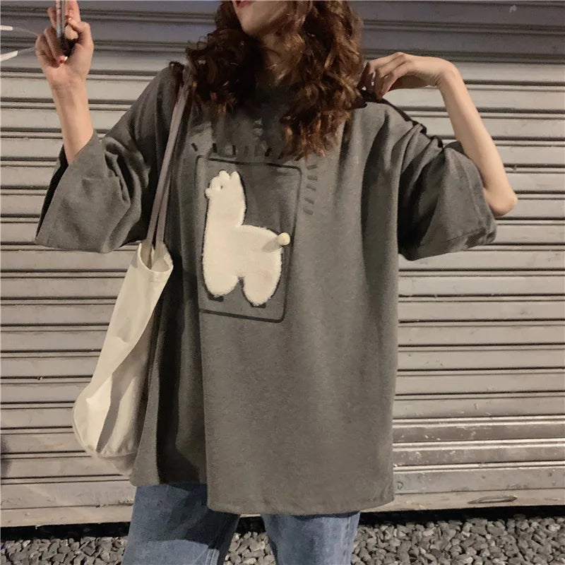 Baggy All-match T-shirts Women Casual Summer Korean Fashion